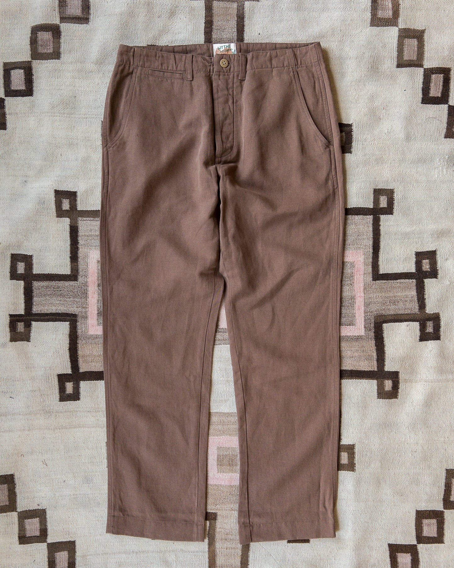 Flat Front Cotton Linen Twill Chino - Churro Brown