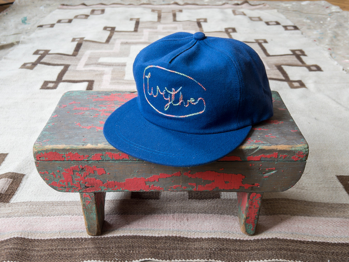 Chainstitched Canvas Ranch Hat - Blue/Rainbow