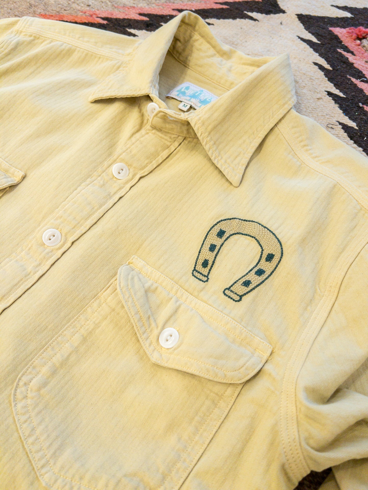 Horseshoe Chainstitched Herringbone Workshirt - Yellow Chamois