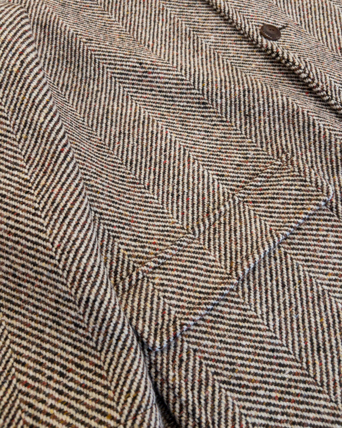 Raglan Wool Overcoat - Brown/Cream Donegal Herringbone