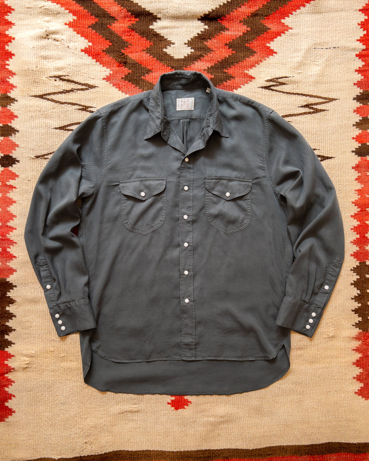 Tencel Gabardine Pearlsnap Shirt - Faded Black