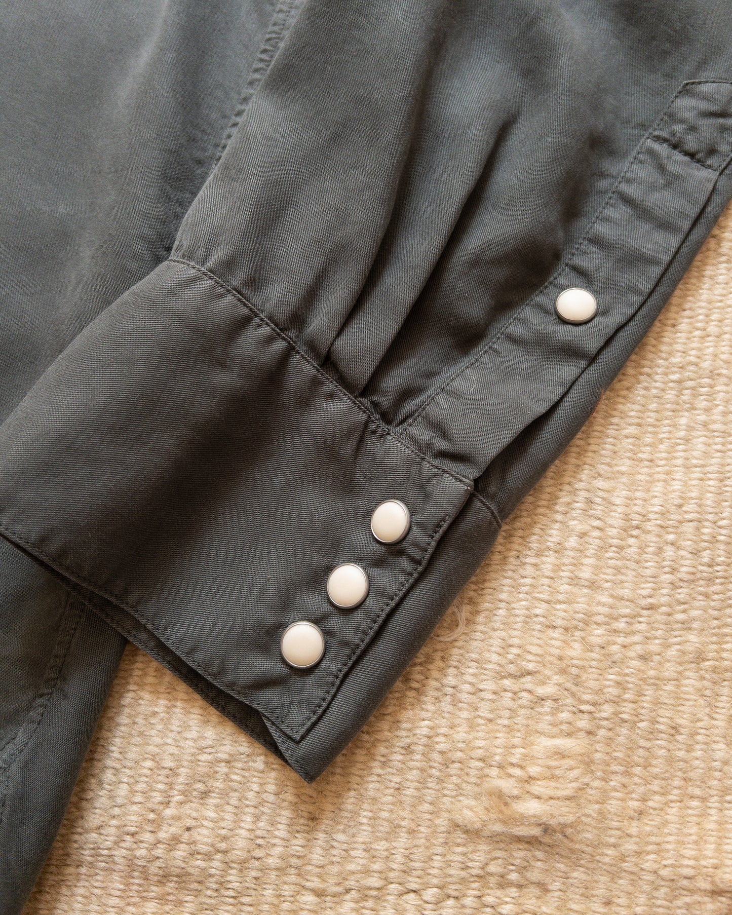 Tencel Gabardine Pearlsnap Shirt - Faded Black