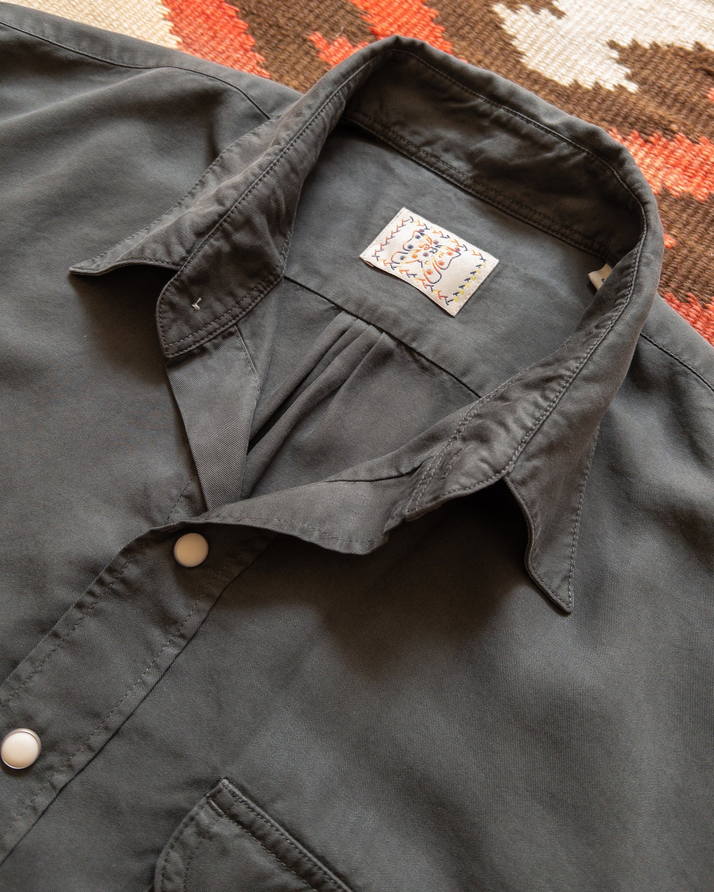 Tencel Gabardine Pearlsnap Shirt - Faded Black