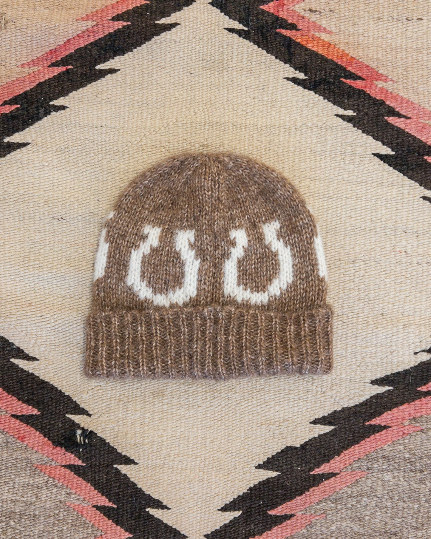 Alpaca Horseshoe Beanie - Dark Brown