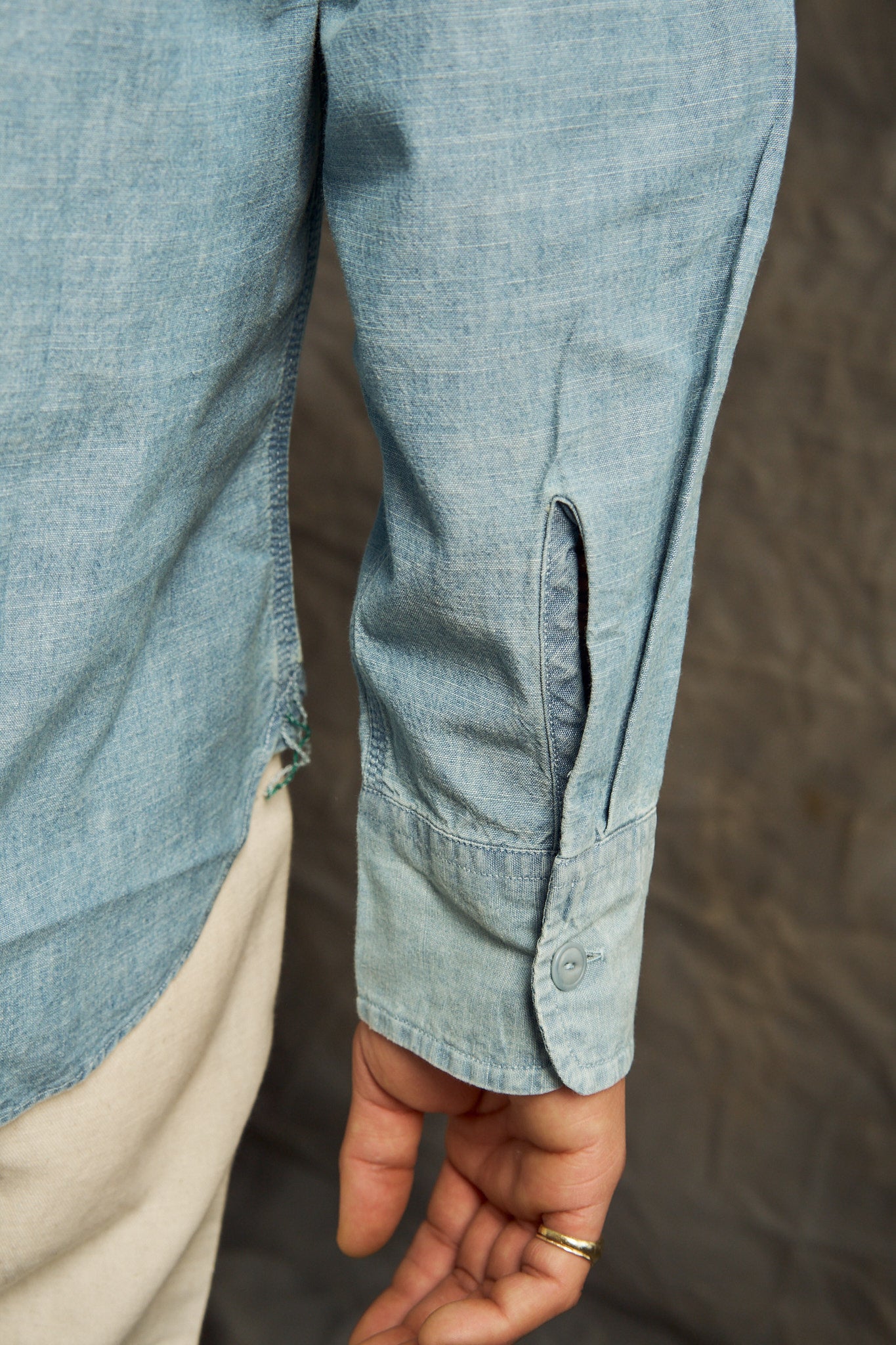 Chambray Workshirt - Distressed and Sunfaded Indigo