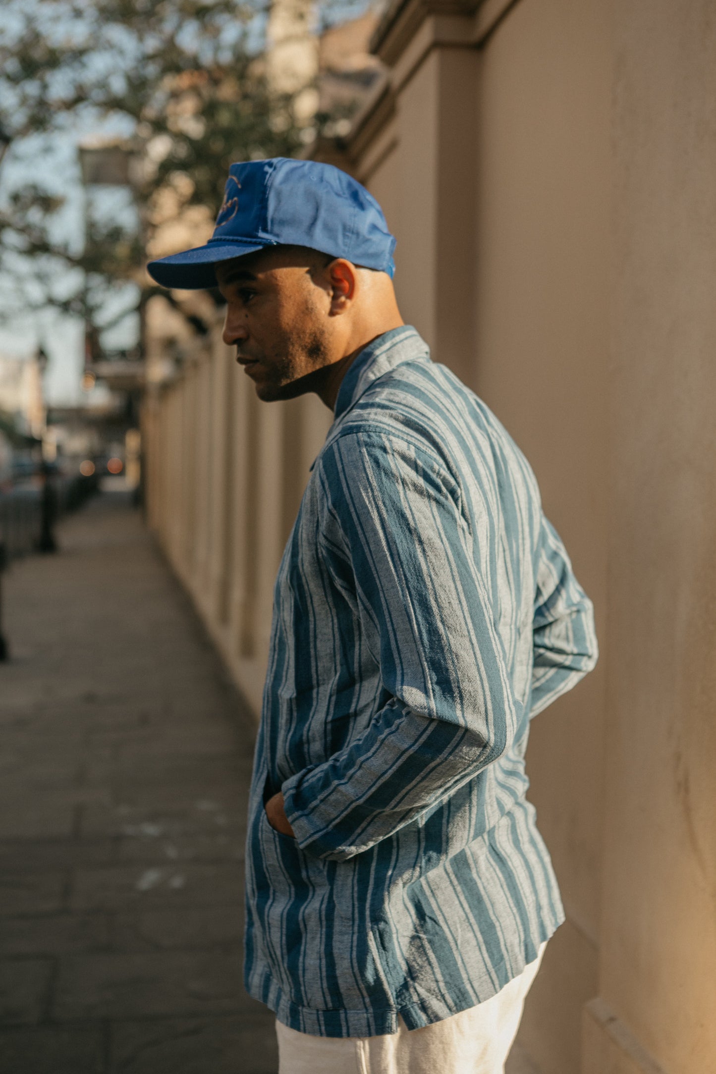 Indigo Hunting Shirt Jacket - Awning Stripe