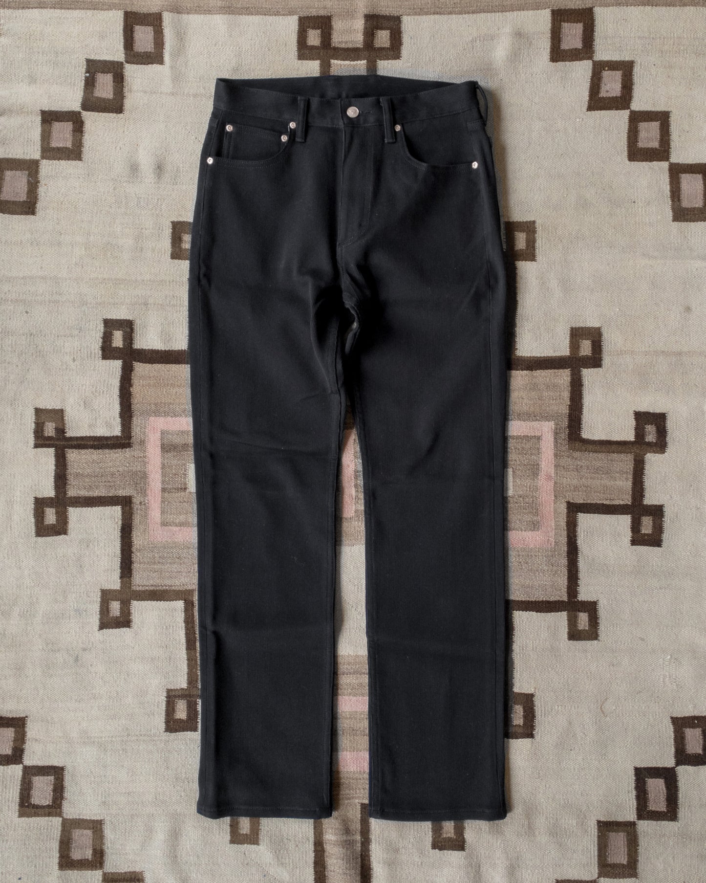 Black Bedford Cord Five Pocket Pants