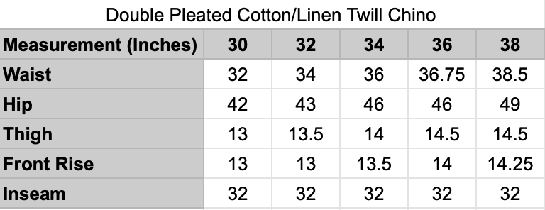 Pleated Cotton Linen Twill Chino - Unbleached