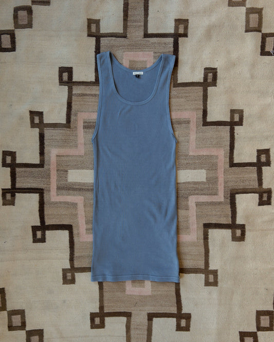 Tubular Cotton Ribbed Tank Top - Indigo