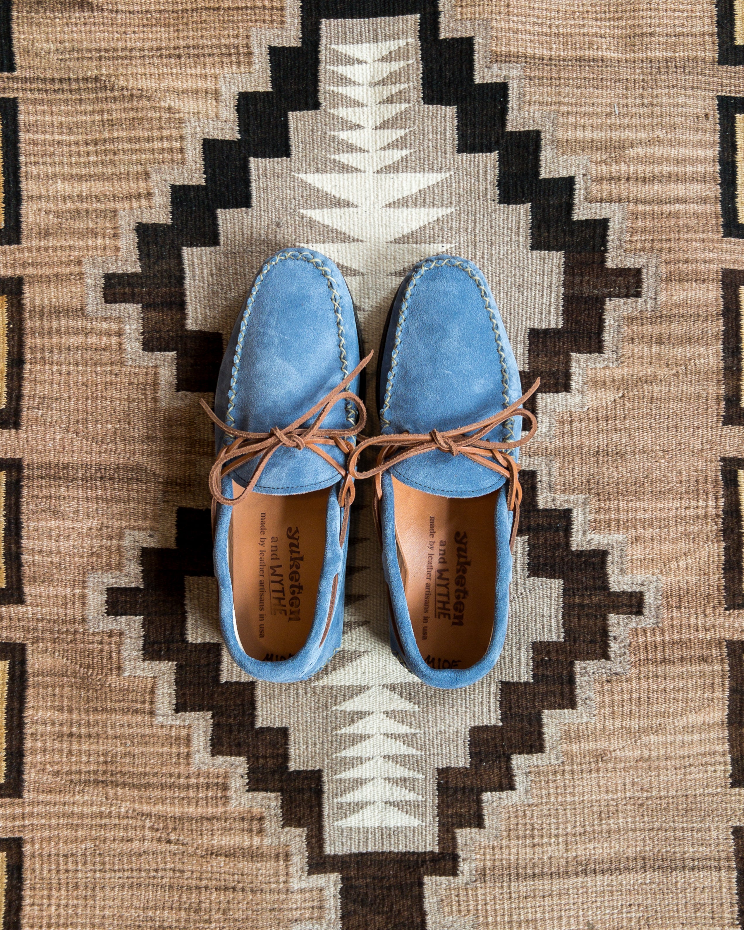 Wythe x Yuketen Handmade Suede Canoe Mocs - Ox Blue