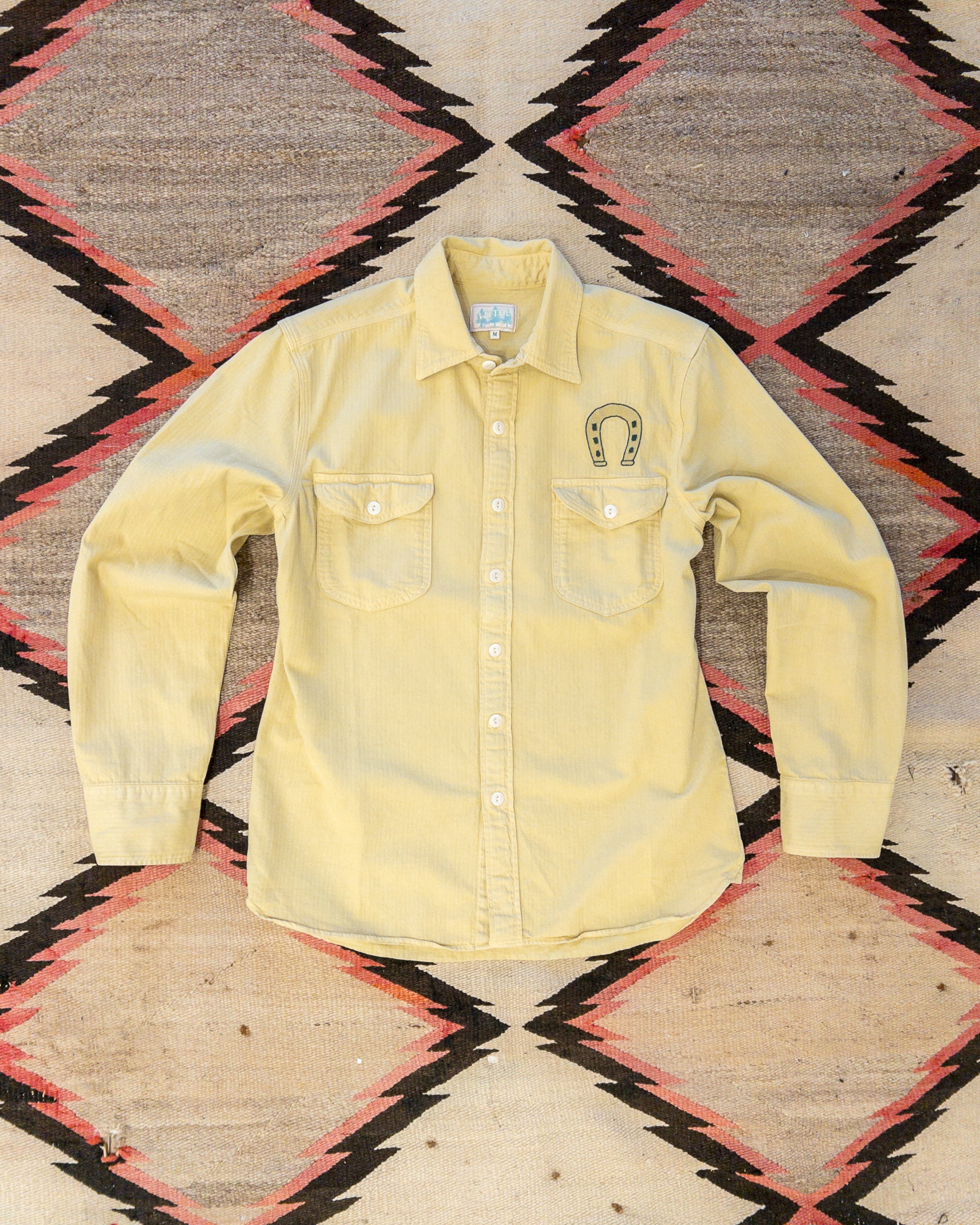 Horseshoe Chainstitched Herringbone Workshirt - Yellow Chamois