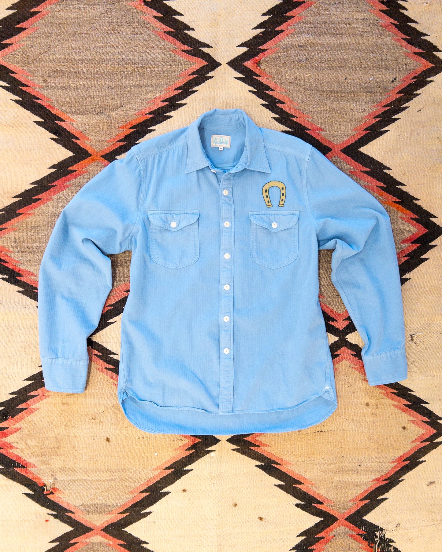 Horseshoe Chainstitched Herringbone Workshirt - Ox Blue