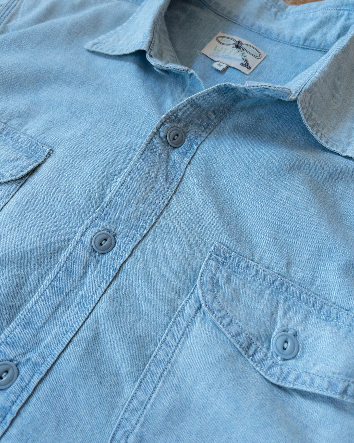 Chambray Workshirt - Distressed and Sunfaded Indigo