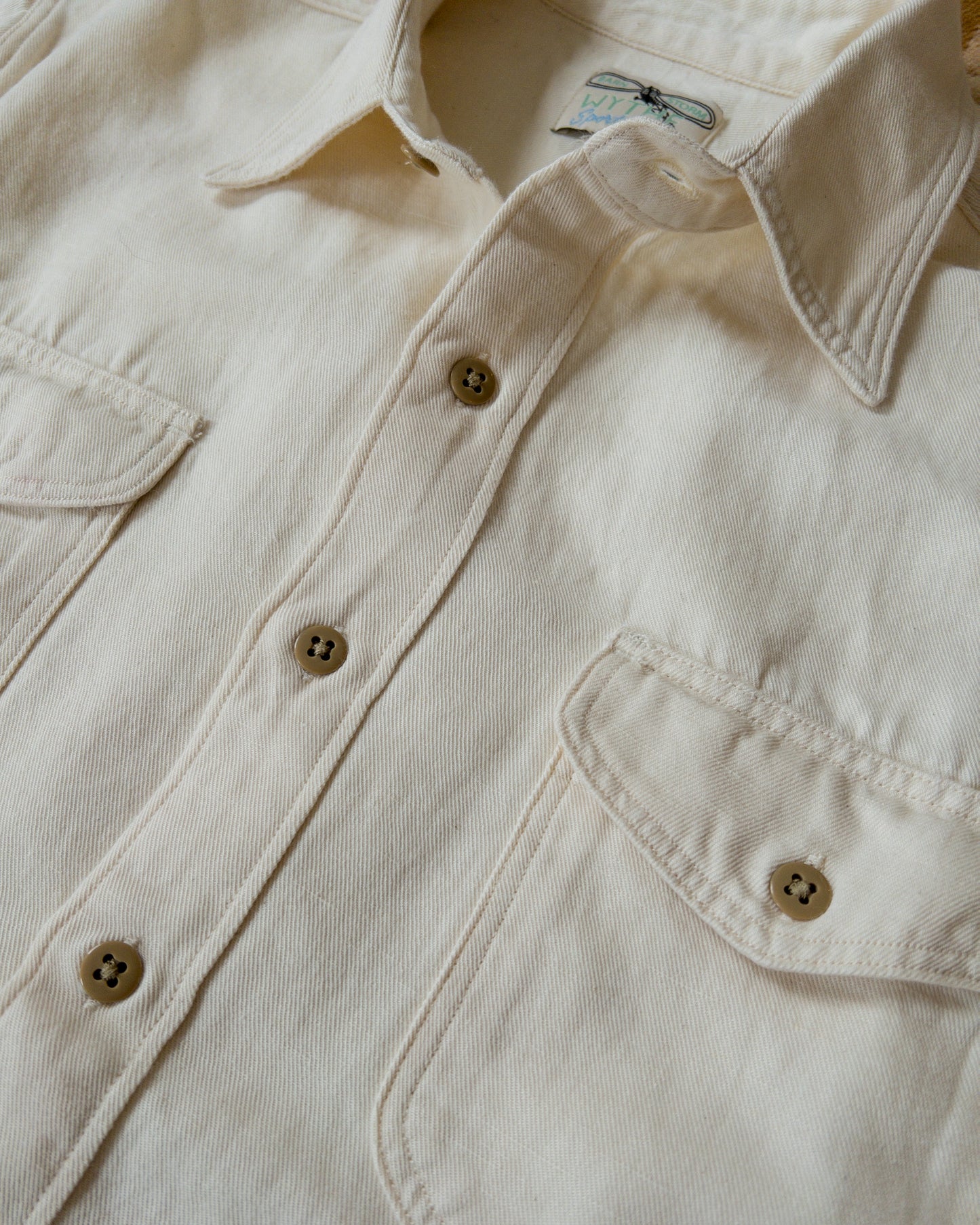 Cotton/Linen Twill Officer's Shirt - Unbleached