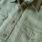 Cotton/Linen Twill Officer's Shirt - Faded Olive