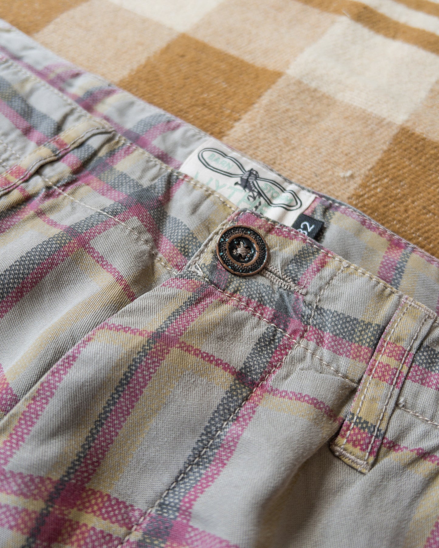 Printed Corral Plaid Tencel Chinos - Nutmeg