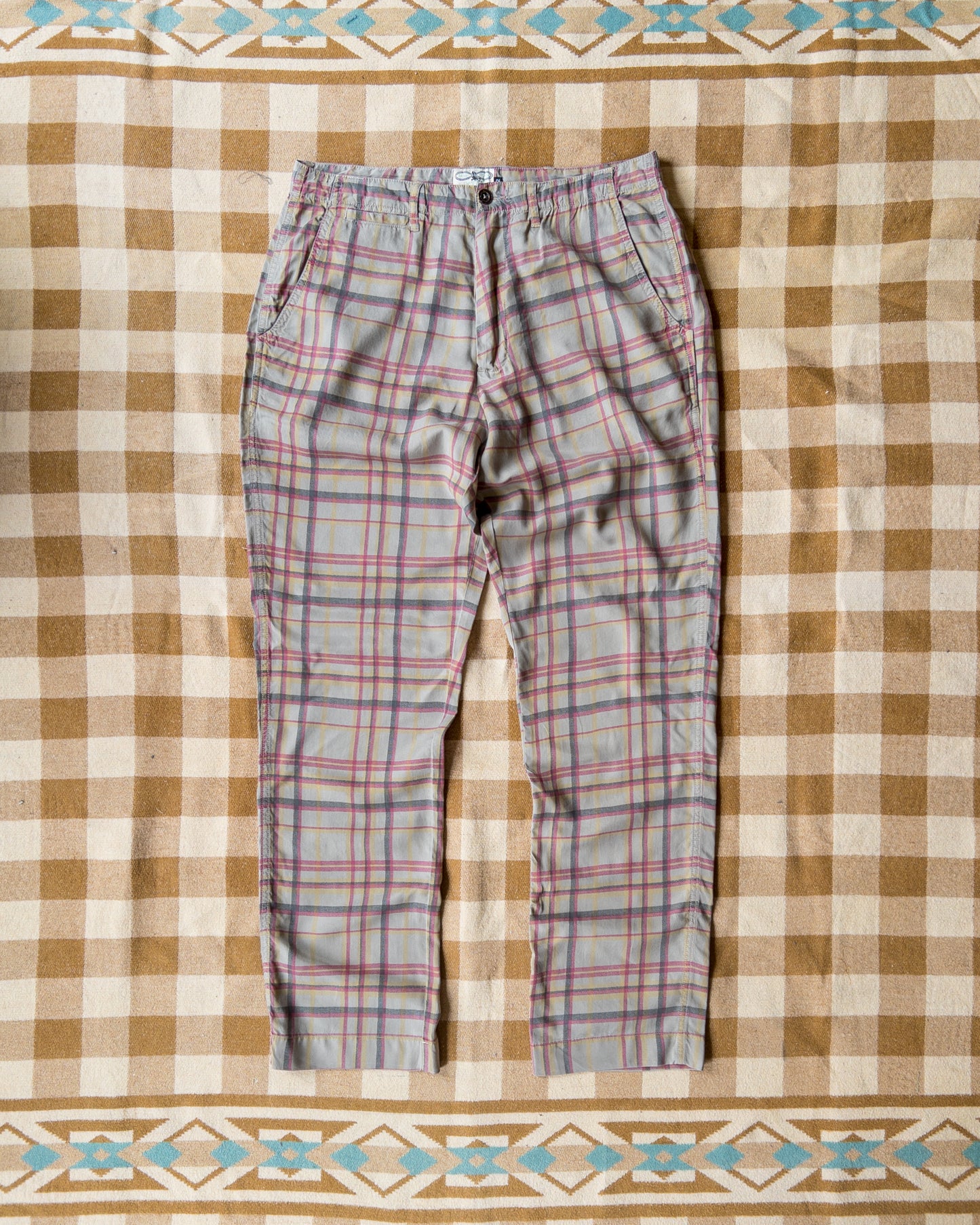 Printed Corral Plaid Tencel Chinos - Nutmeg