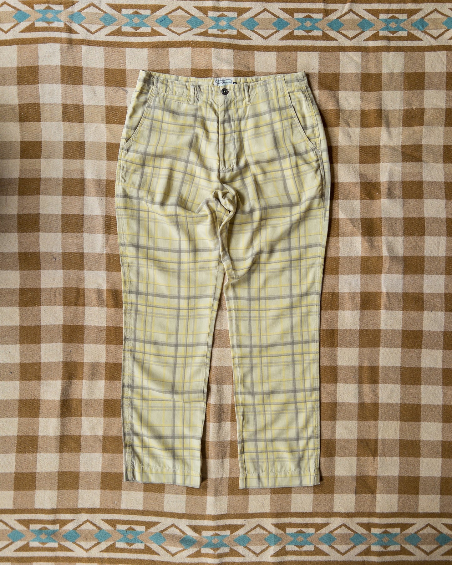 Printed Corral Plaid Tencel Chinos - Sunflower