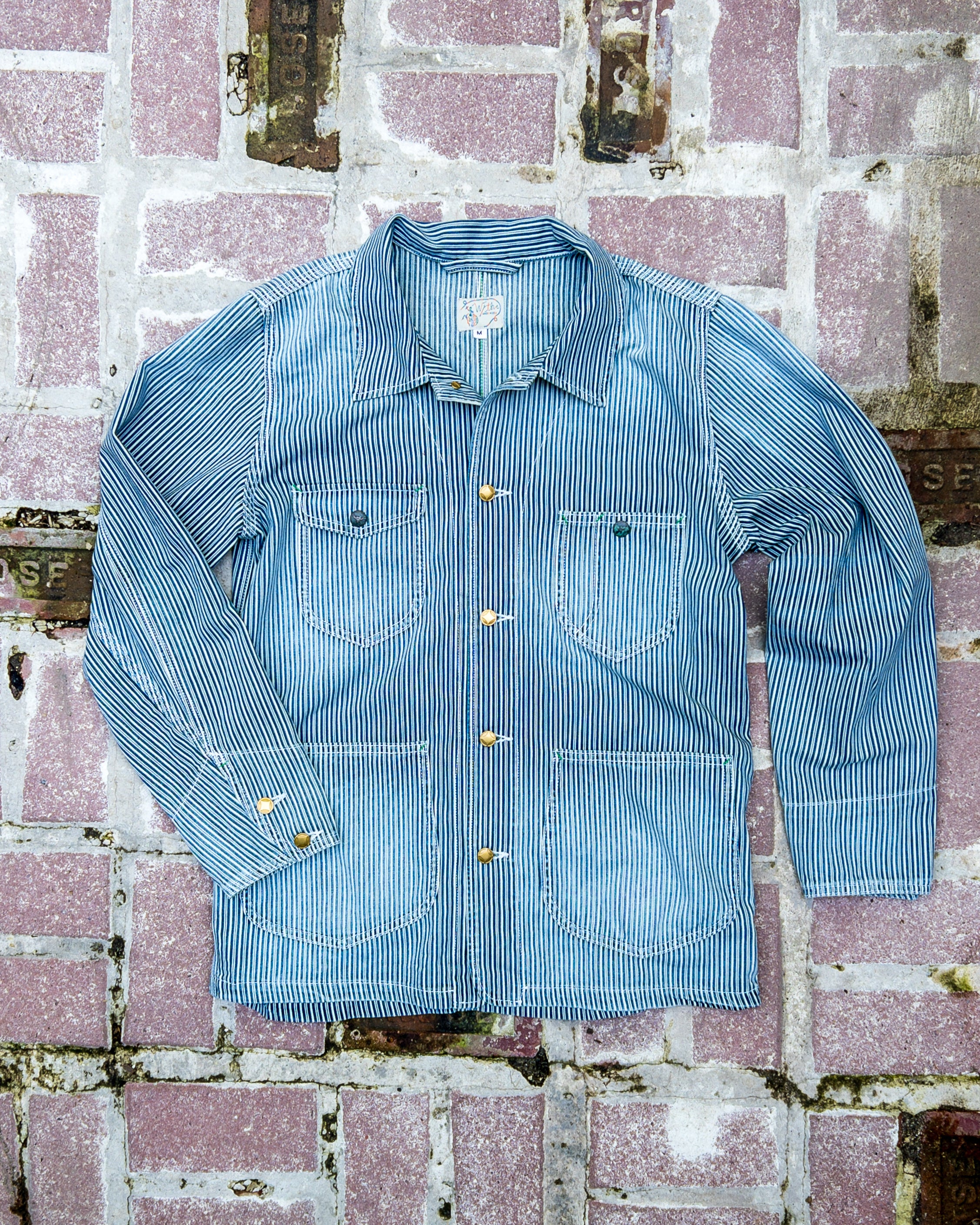 Liberty Stripe Barn Jacket Washed Indigo Wythe New York