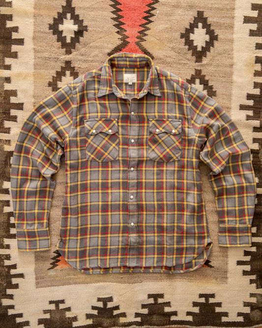 Washed Flannel Pearlsnap Shirt - Dusk Plaid