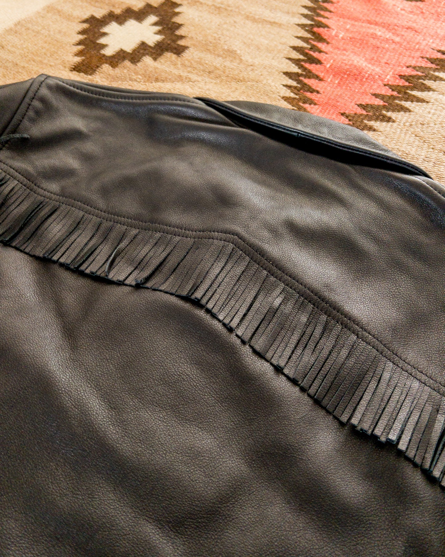 Mustang Fringe Leather Jacket - Black