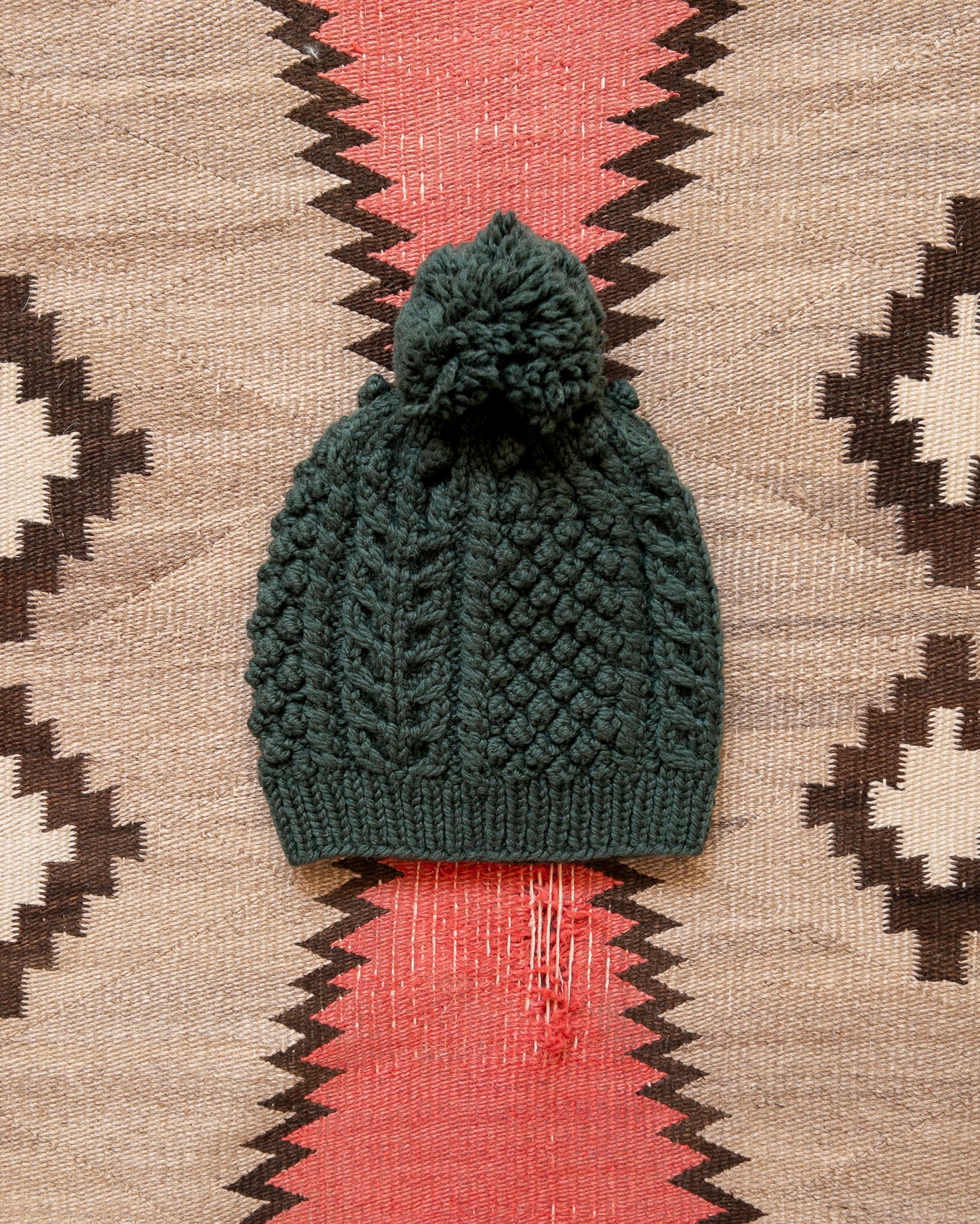 Bramble Stitch Hand-knit Beanie - Evergreen