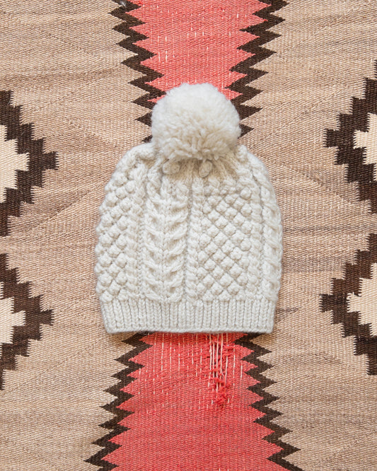 Bramble Stitch Hand-knit Beanie - Cream