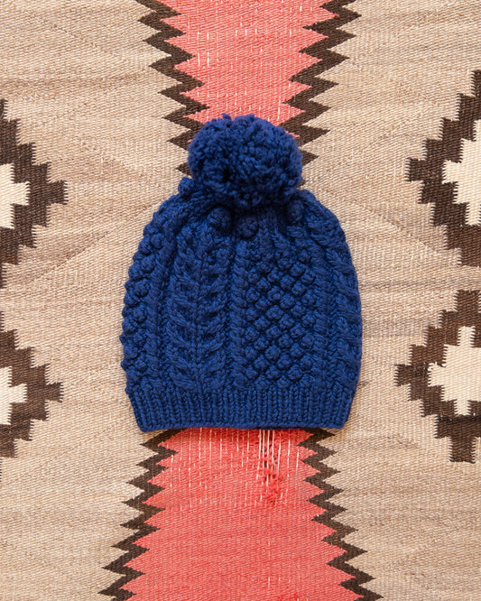 Bramble Stitch Hand-knit Beanie - Royal Blue