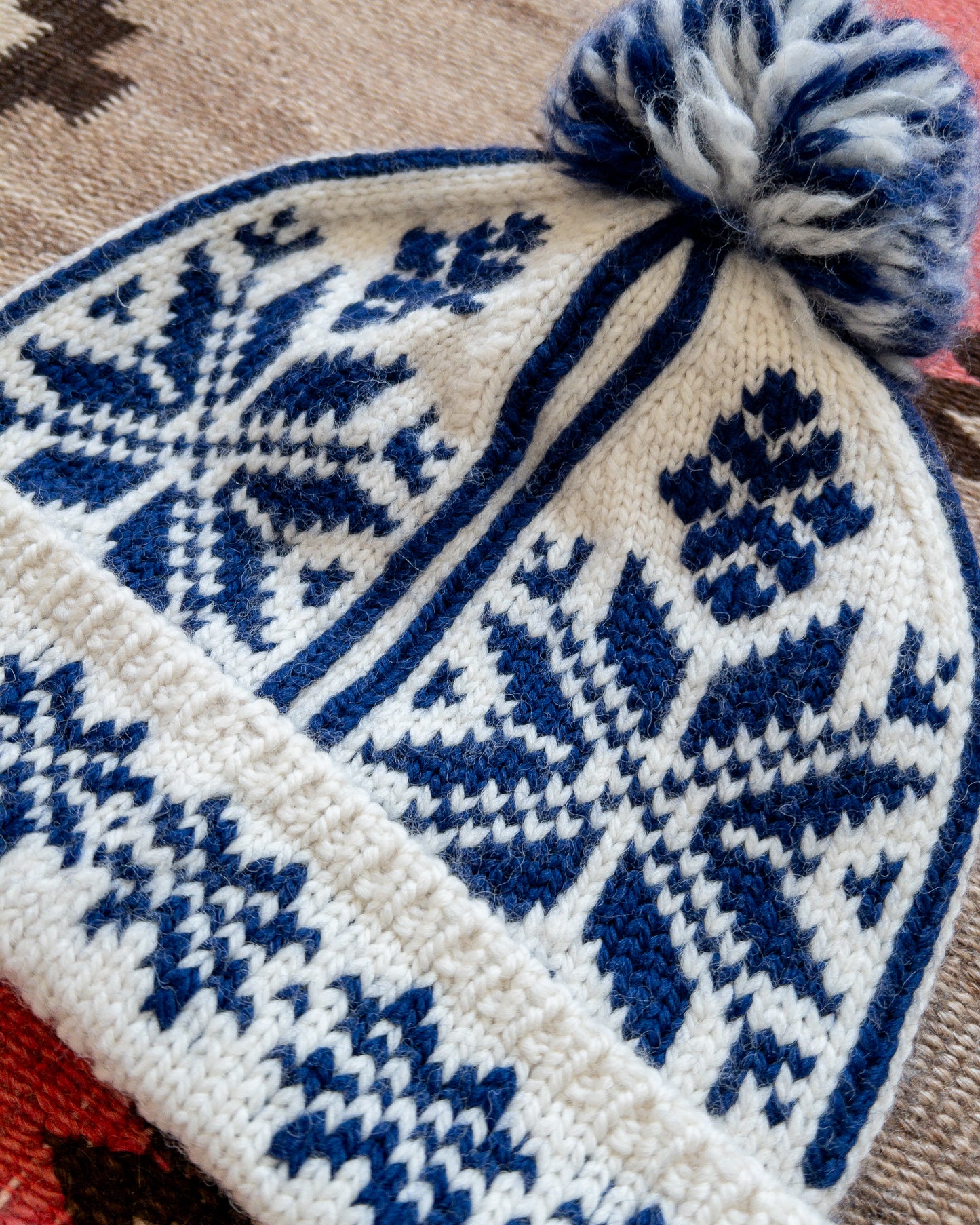 Jacquard Pom Beanie - Royal Blue