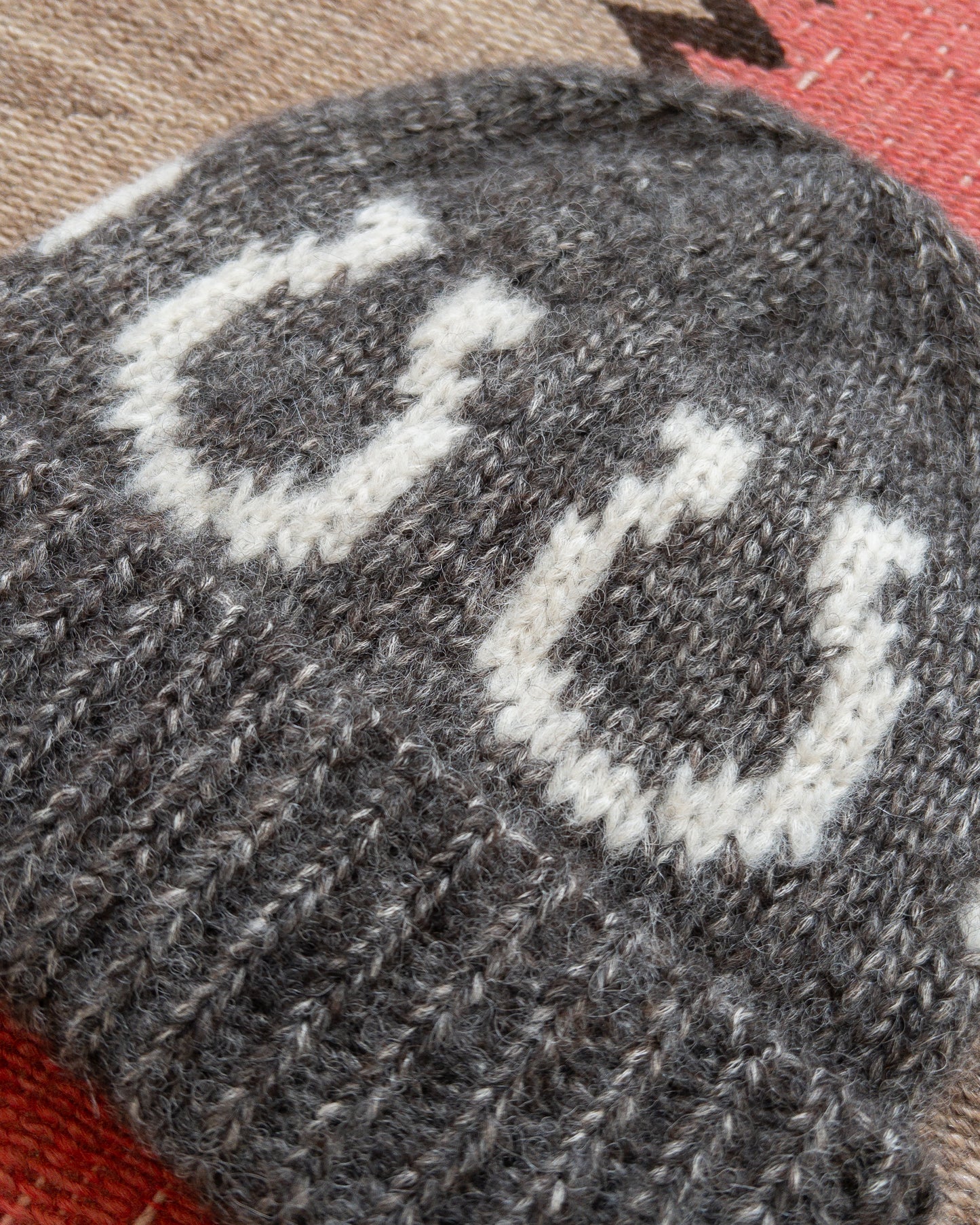 Alpaca Horseshoe Beanie - Charcoal