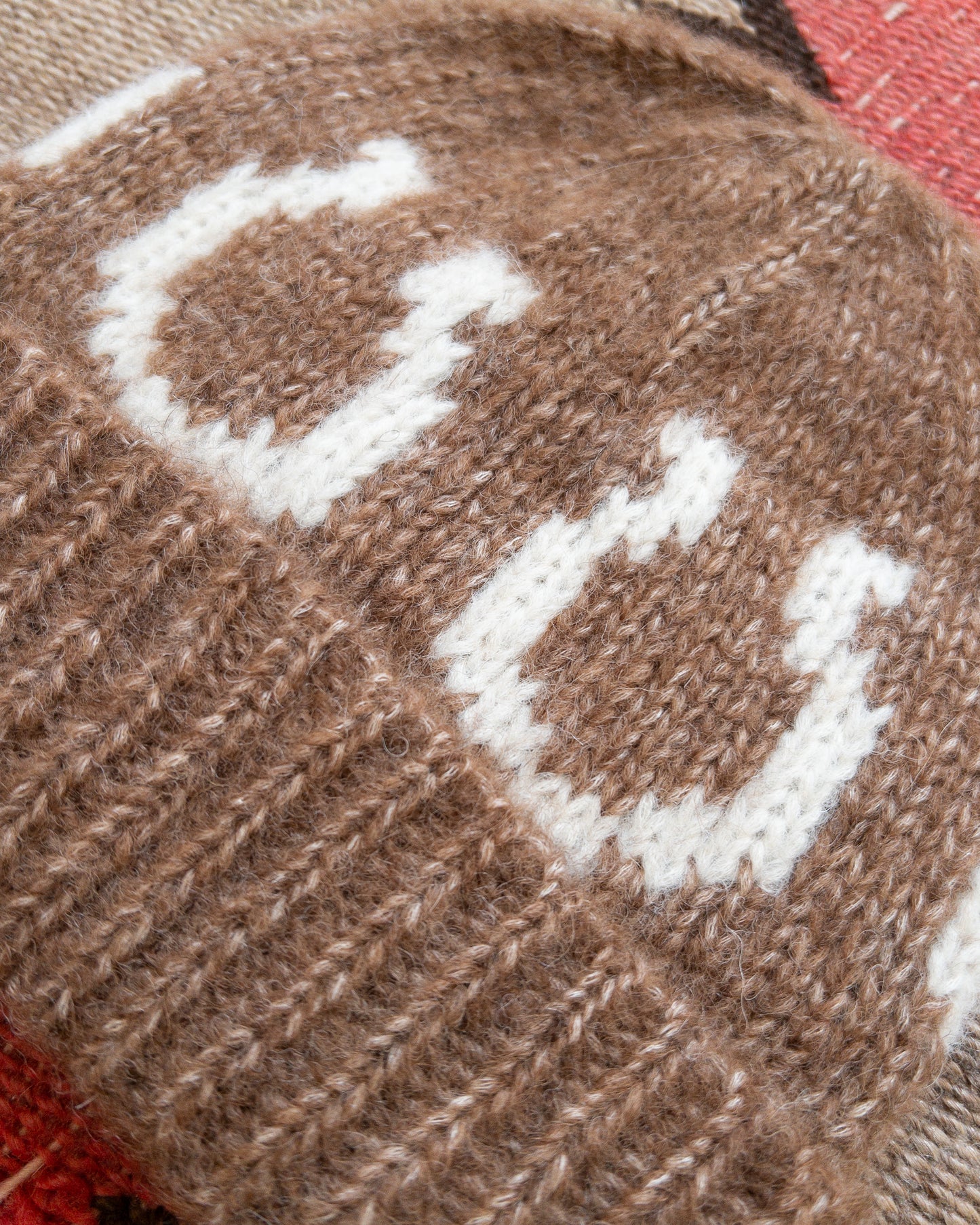 Alpaca Horseshoe Beanie - Dark Brown