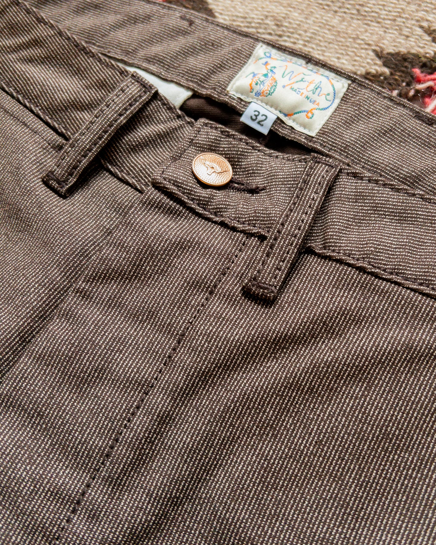 Japanese Wabash Stripe Moleskin Chinos - Espresso Brown