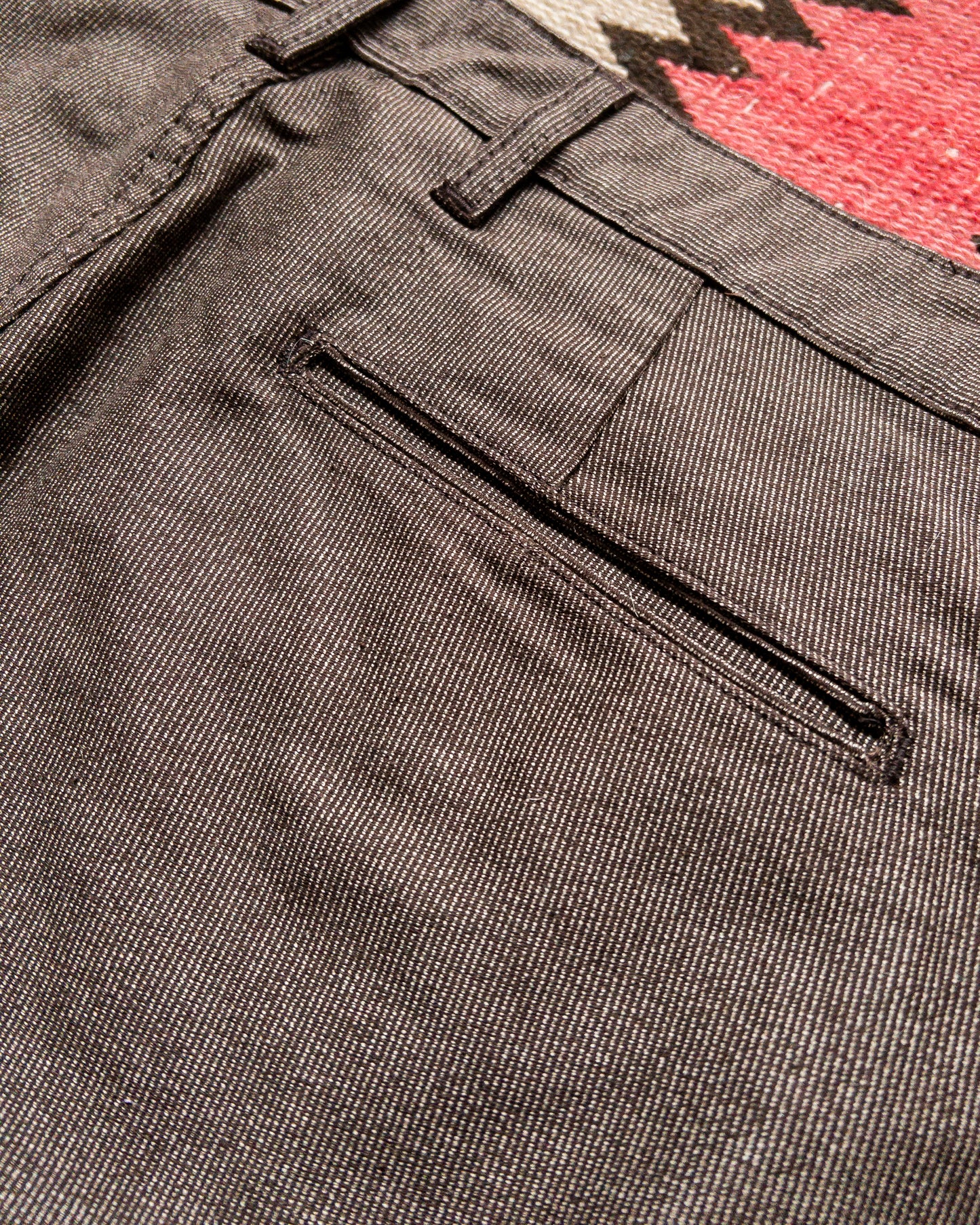 Japanese Wabash Stripe Moleskin Chinos - Espresso Brown