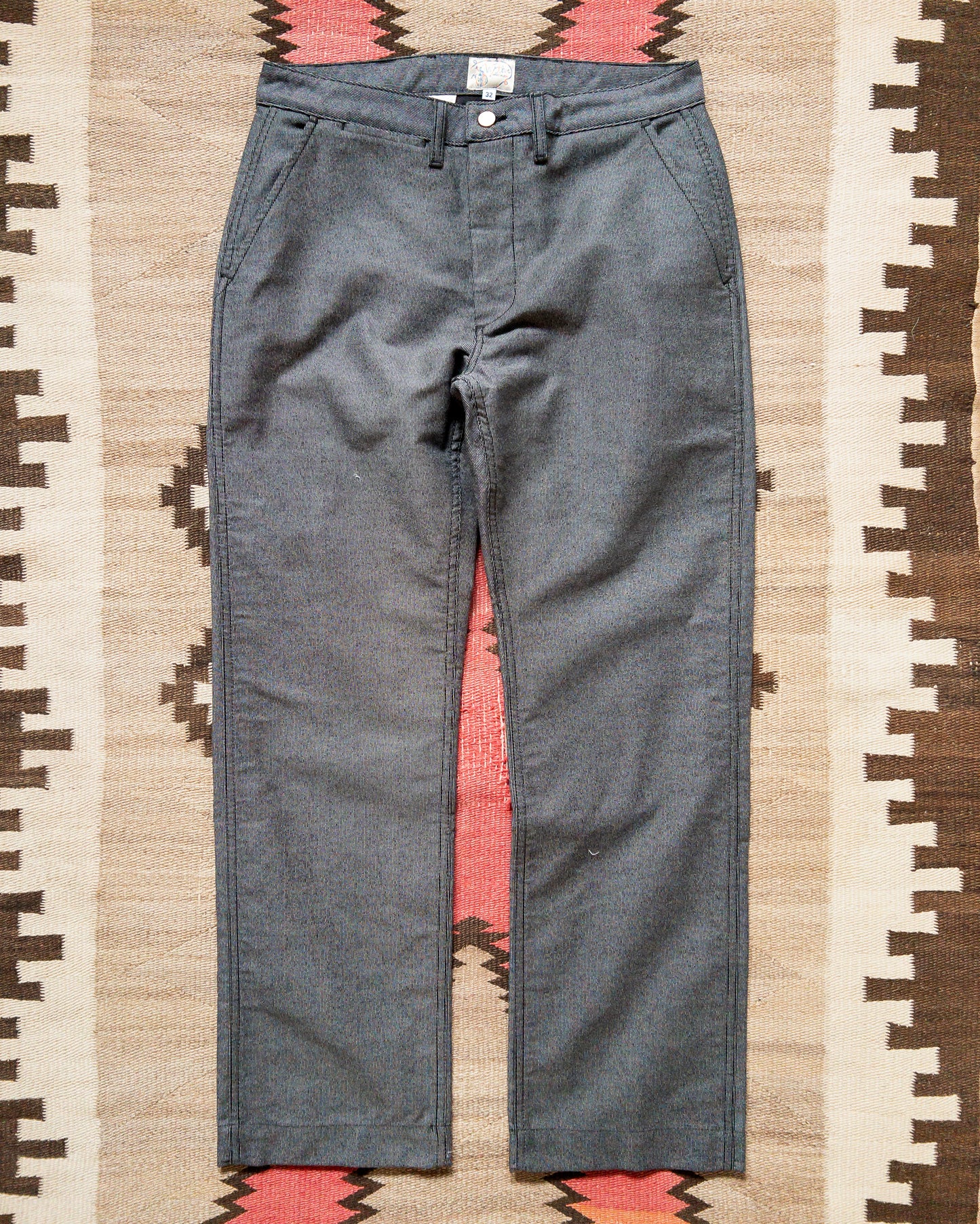 Japanese Wabash Stripe Moleskin Chinos - Charcoal Smoke