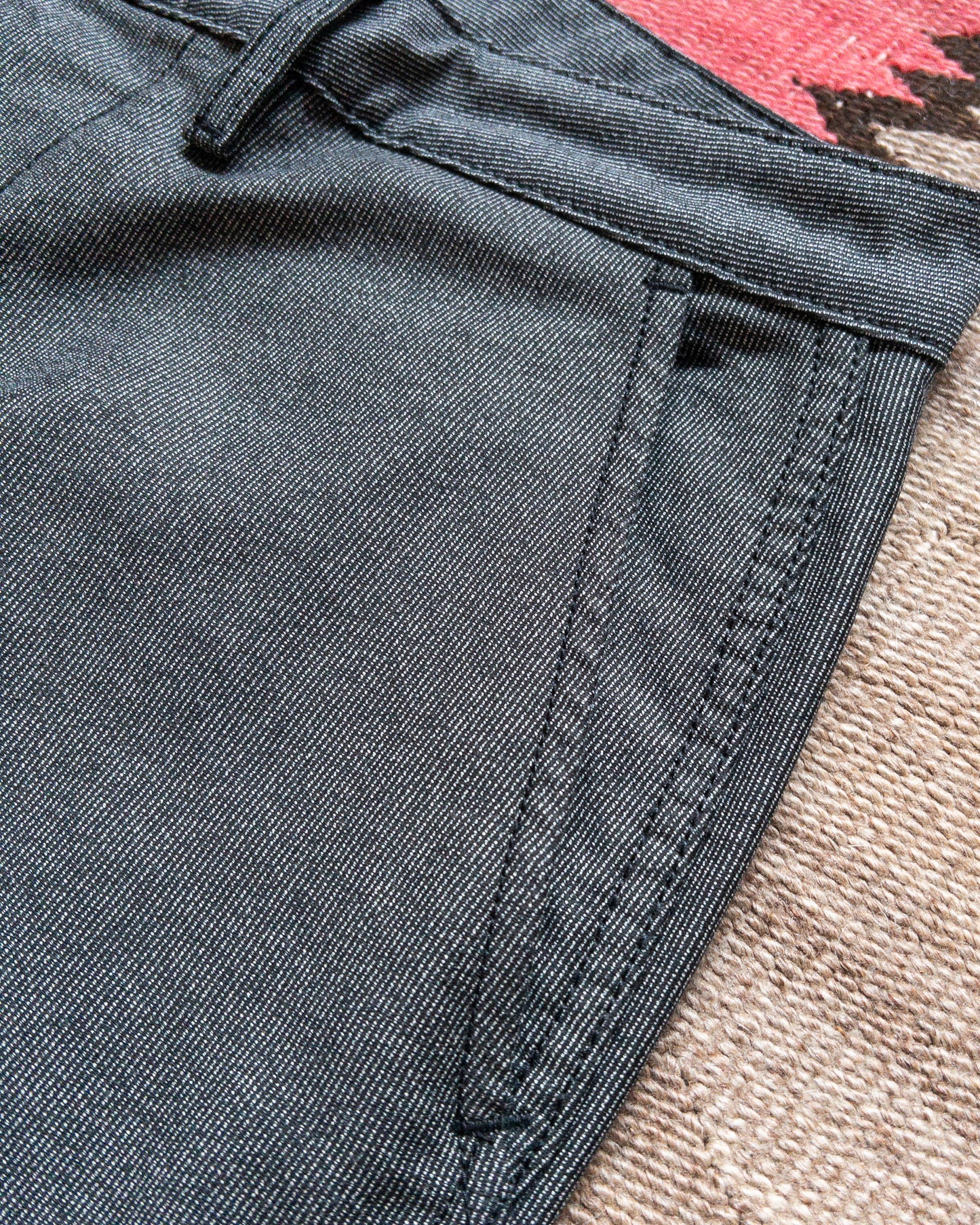 Japanese Wabash Stripe Moleskin Chinos - Charcoal Smoke