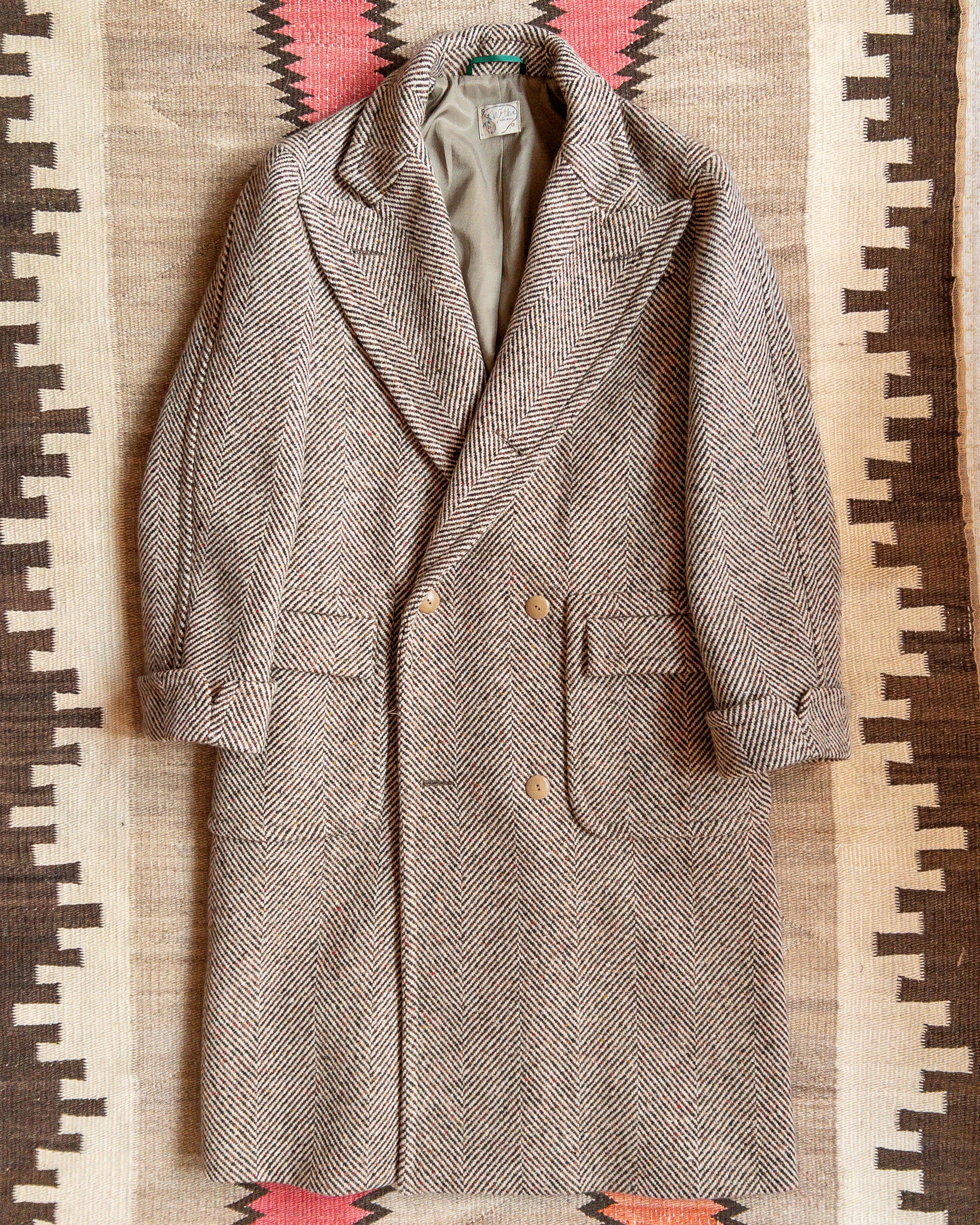 Polo Coat Brown Cream Herringbone Wythe New York