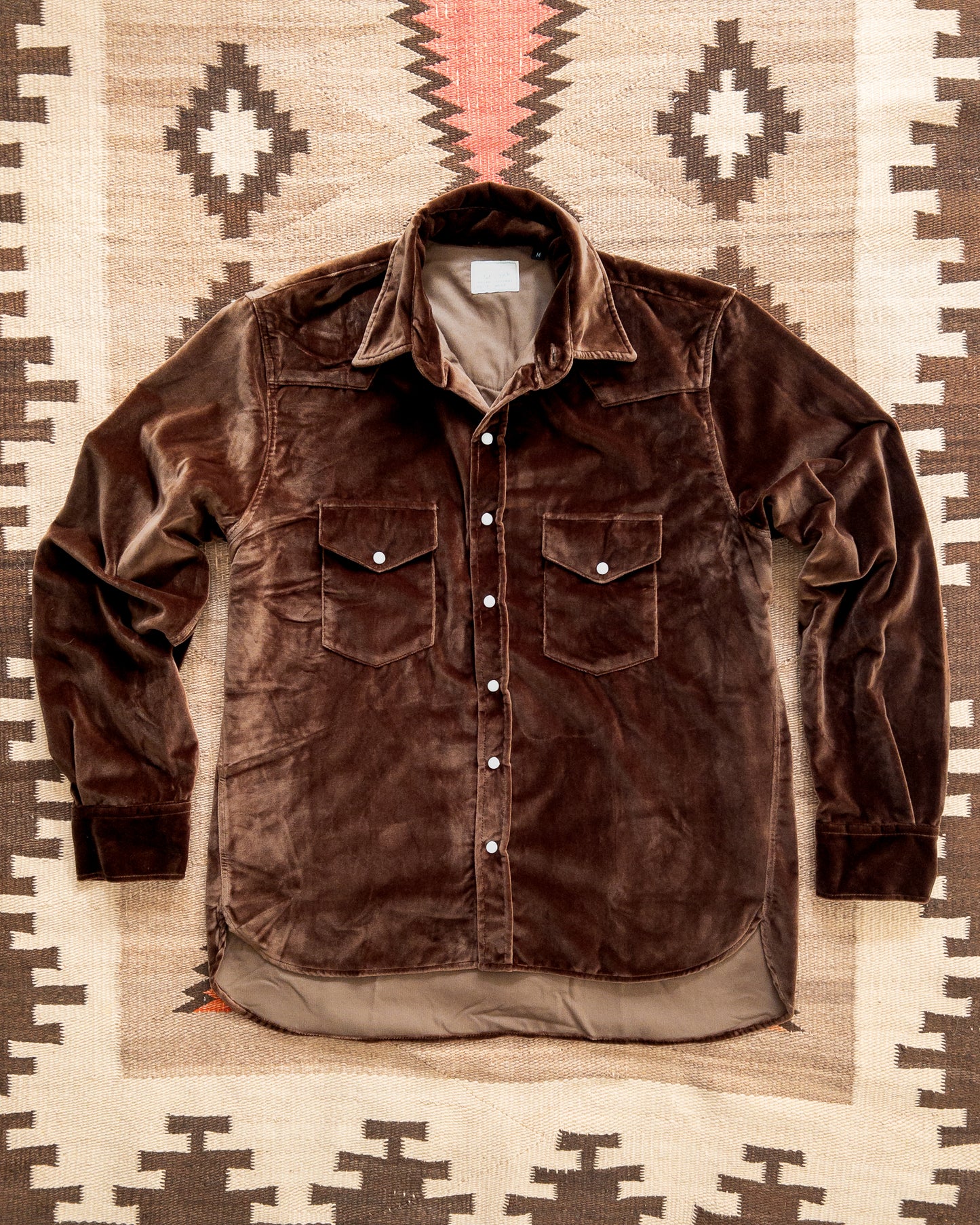 Velvet Pearlsnap Shirt - Chocolate Brown