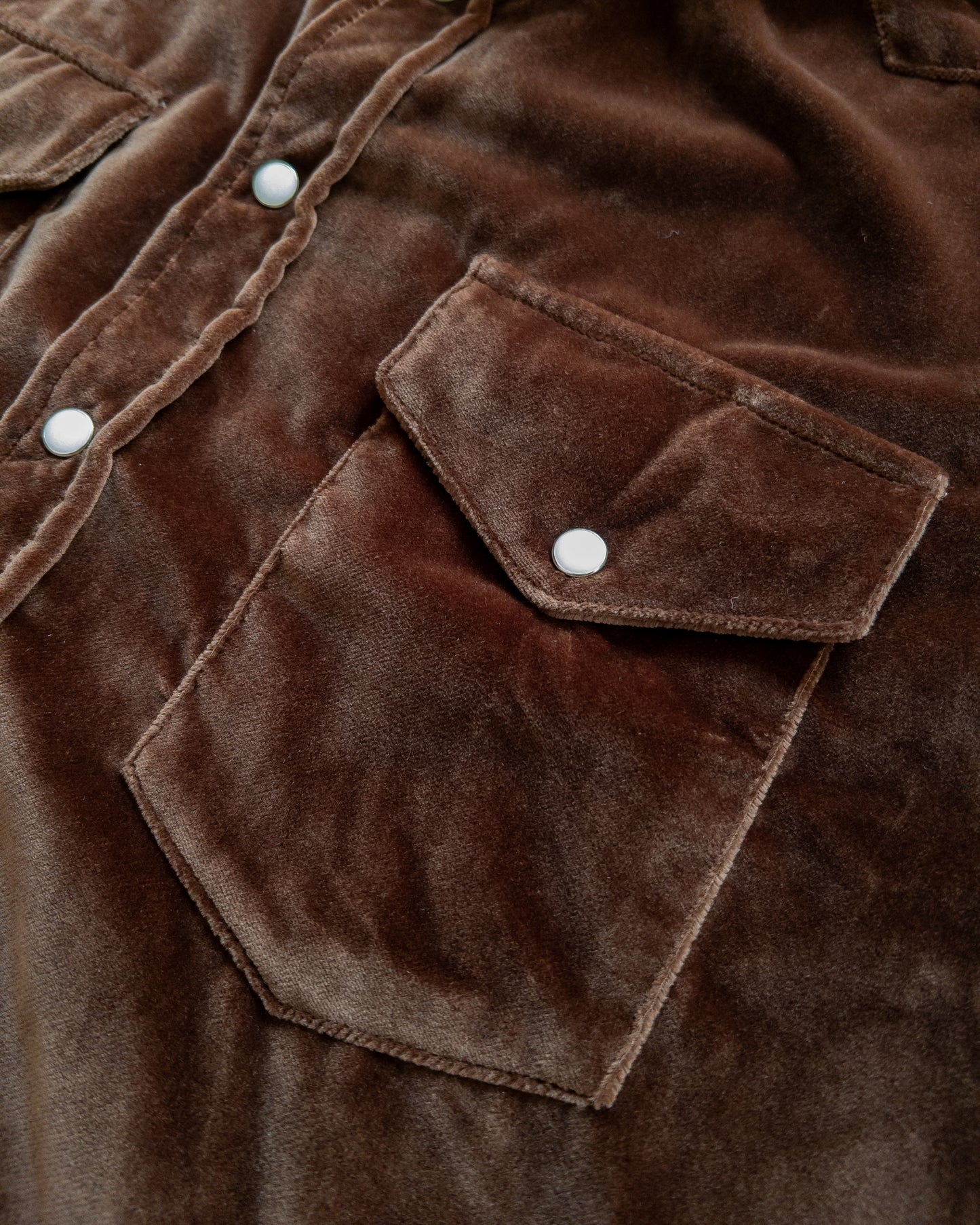 Velvet Pearlsnap Shirt - Chocolate Brown