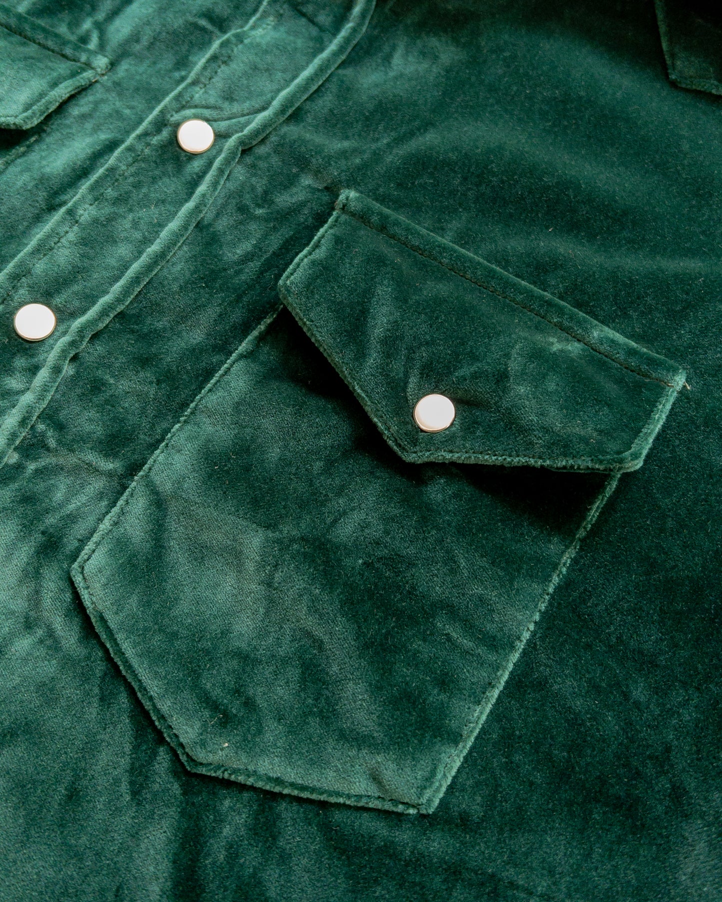 Velvet Pearlsnap Shirt - Pine Green