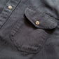 Cotton/Linen Twill Officer's Shirt - Faded Black