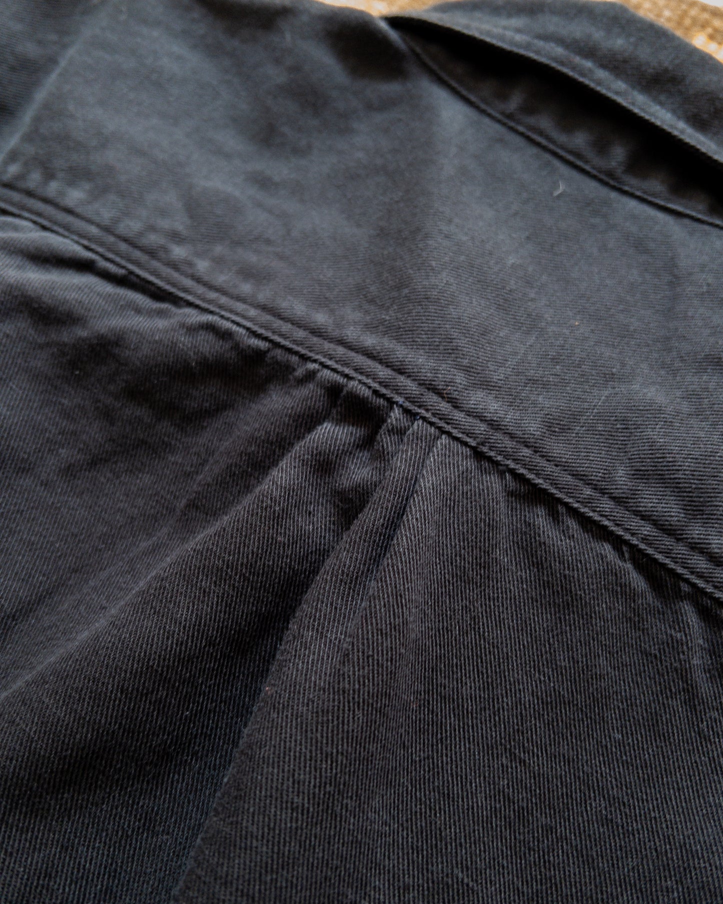 Cotton/Linen Twill Officer's Shirt - Faded Black