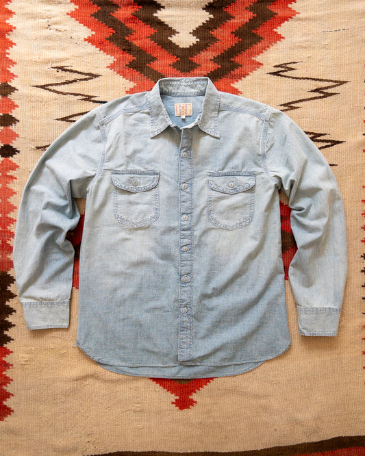 Chambray Workshirt - Distressed and Sunfaded Indigo