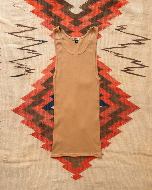 Tubular Cotton Ribbed Tank Top - Apricot