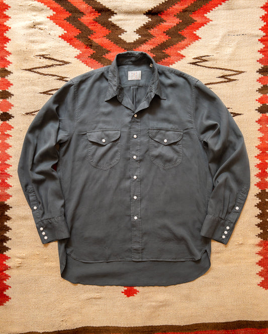 Tencel Gabardine Pearlsnap Shirt - Faded Black