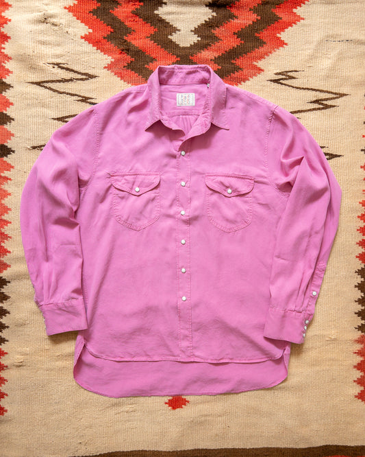 Tencel Gabardine Pearlsnap Shirt - Flamingo