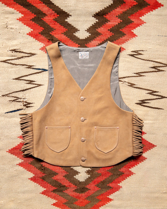 Leather Fringe Vest - Honey