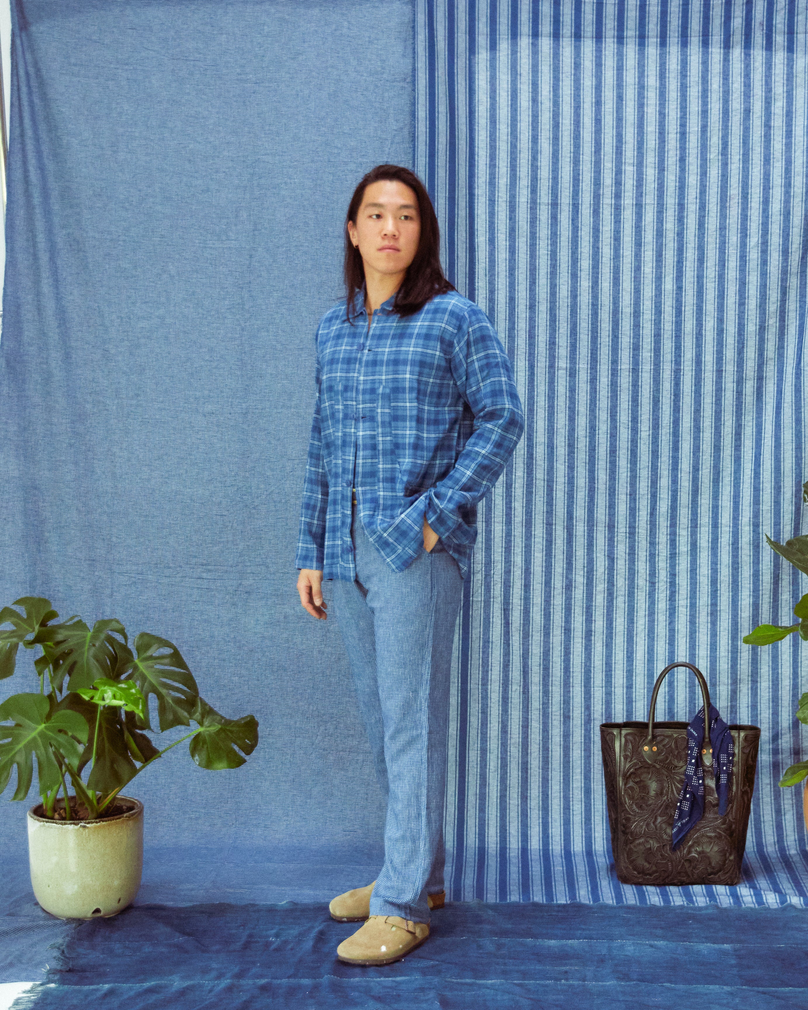 Indigo Hunting Shirt Jacket - Homespun Plaid