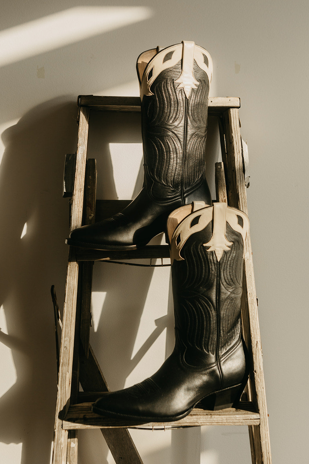 Black and Bone Horsehide Western Cowboy Boots