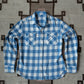 Washed Flannel Pearlsnap Shirt - Ox Blue/Cream Buffalo Plaid