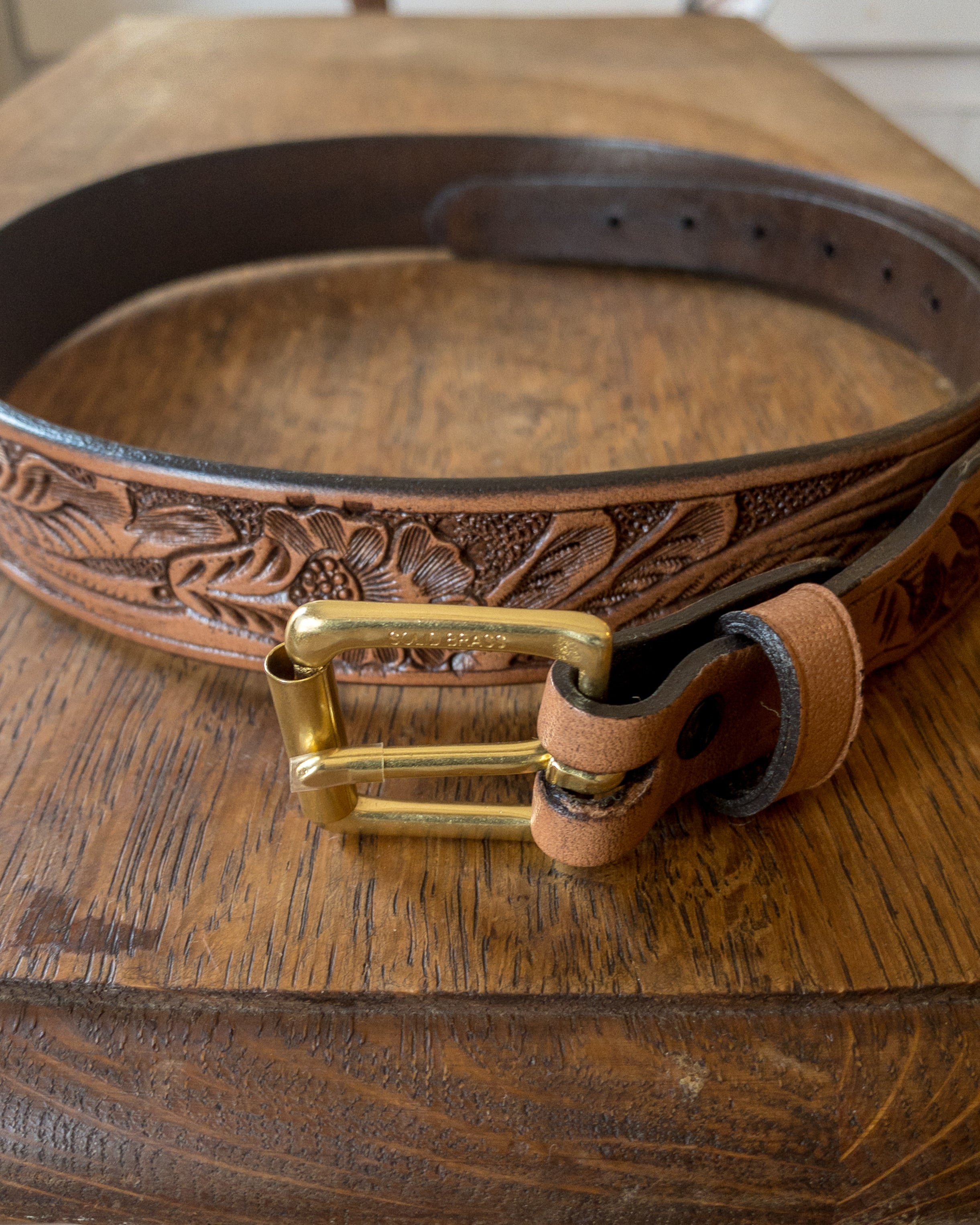 Western Tooled Leather Belt